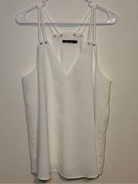 Doe & Rae White Double-Strap V-Neck Camisole